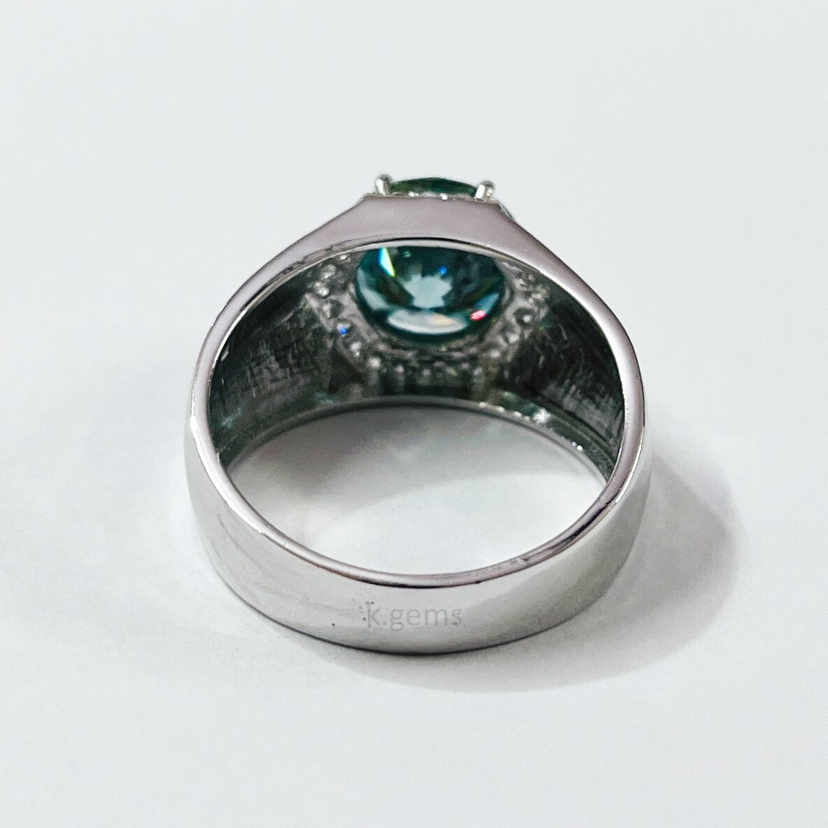 5 Ct Blue Treated Diamond Ring in 925 Sterling Silver Heavy Design Certified !