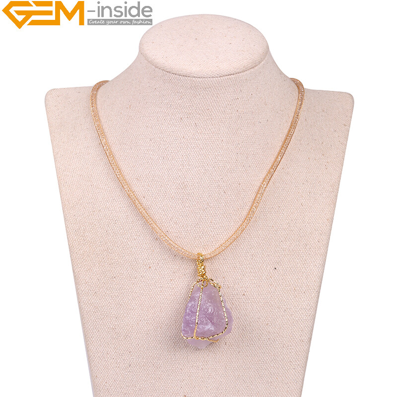 Natural Charm Necklace Raw Crude Crystal Pendulum Quartz Pendants For Women