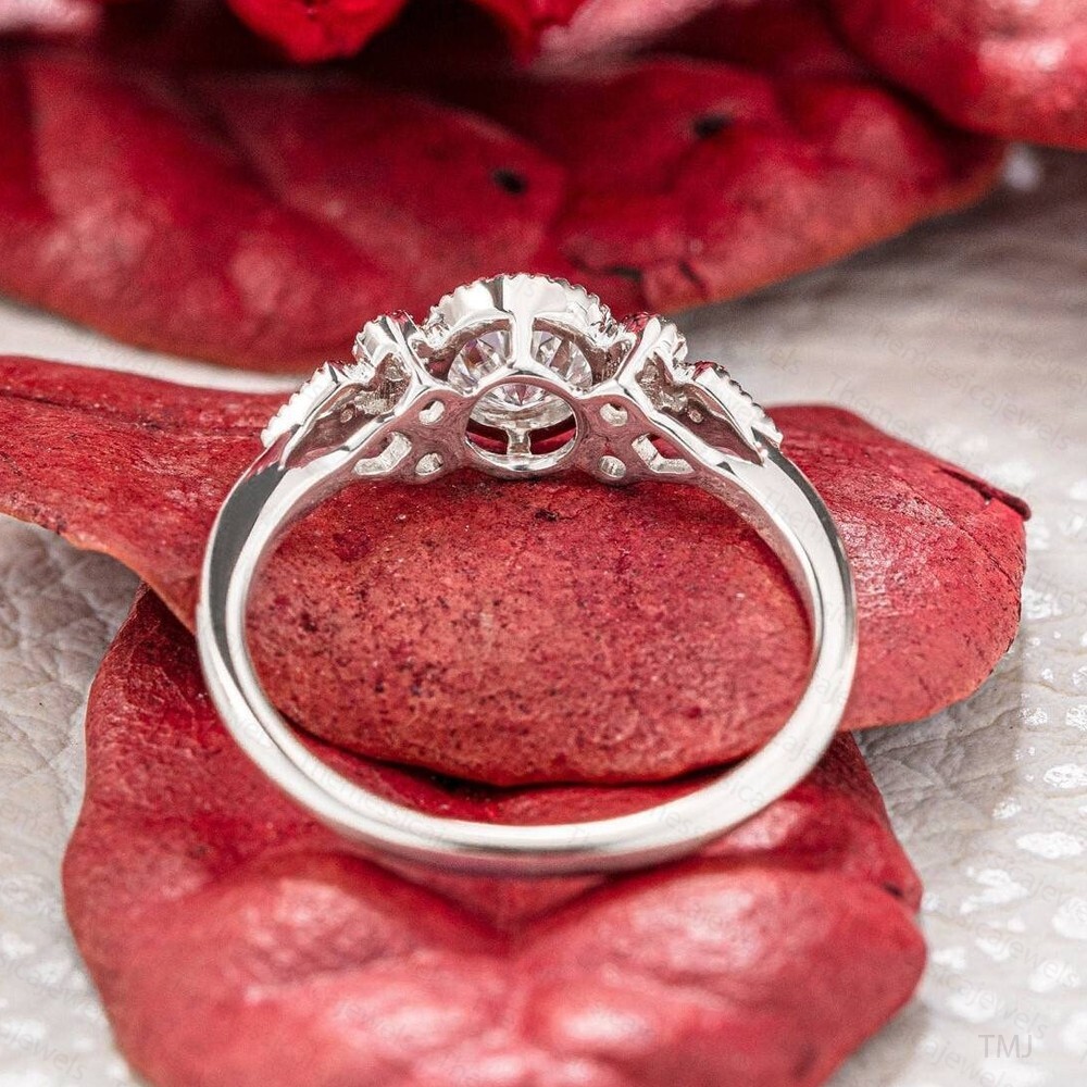 1.38 TCW Round Cut Moissanite New Style Engagement Ring In 14K White Gold Plated