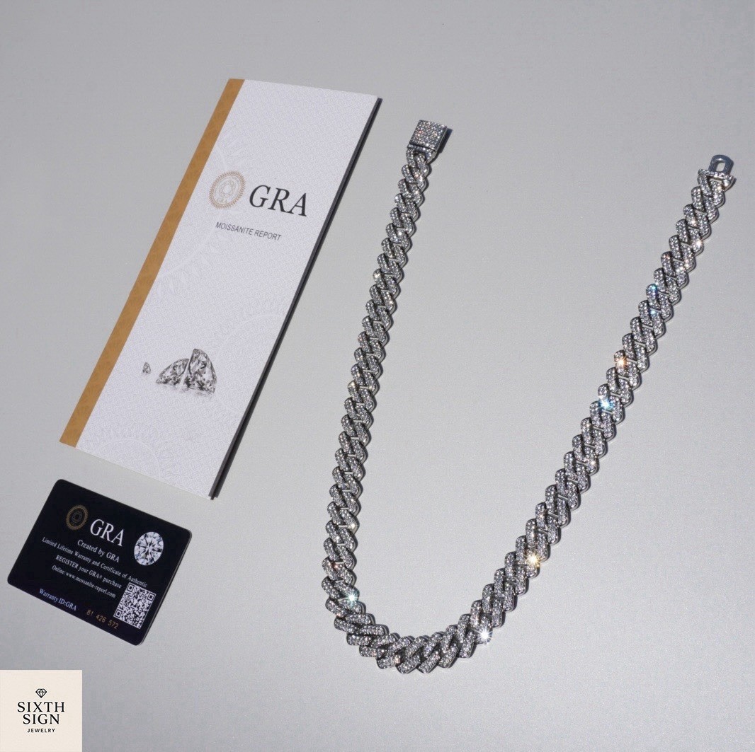 15MM VVS1 Moissanite Cuban Link Chain Iced Out GRA Certified Necklace 20” 22”
