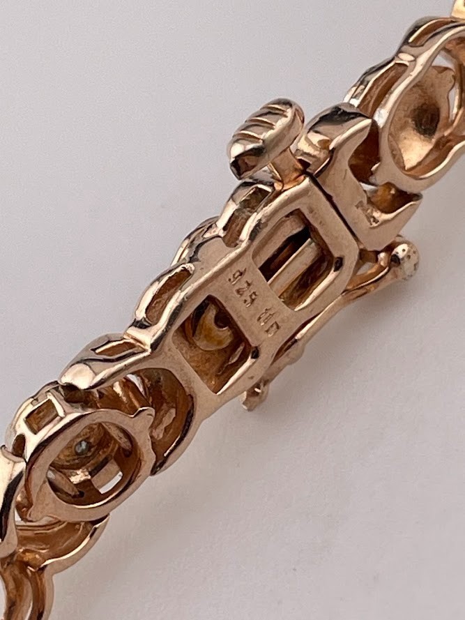 UNIQUE DESIGNS ROSE GOLD OVER 925 STERLING SILVER TENNIS BRACELET 7″ 3339