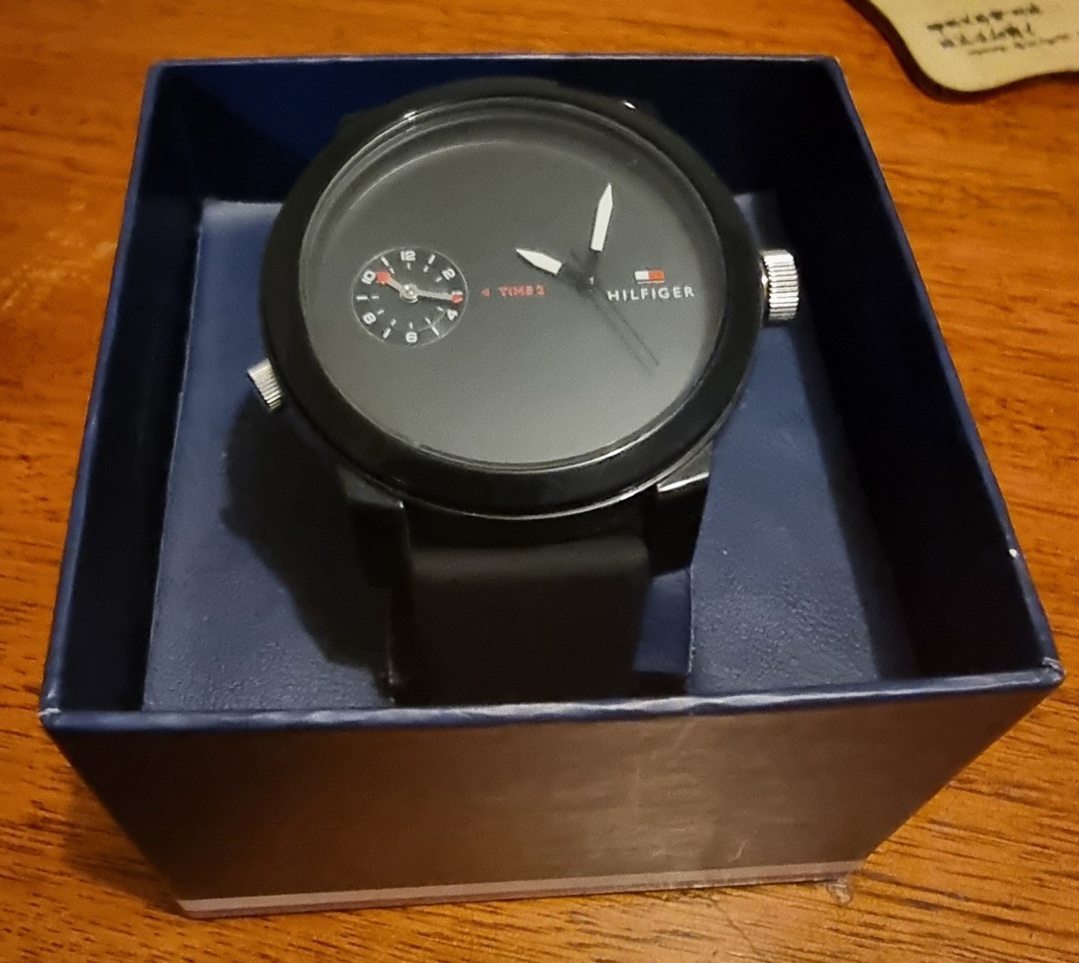 Tommy Hilfiger Men’s Denim Black Silicone Quartz Watch, model number 1791326.