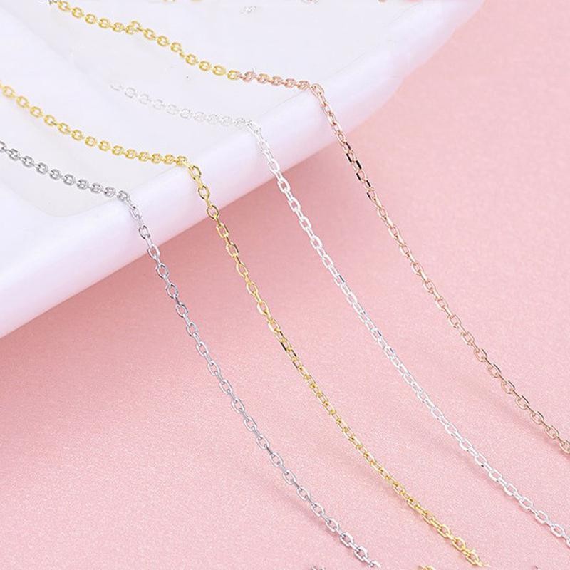 1PC Solid Silver Vermeil Needle Adjustable 1.0mm Wide Rolo Chain Necklace FESV40