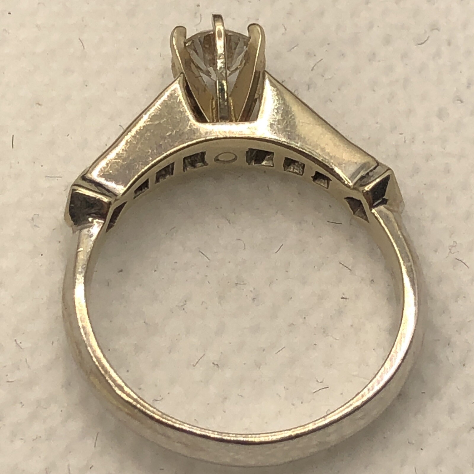 14K Two Tone Gold Solitaire 0.38CTW with Diamonds 0.37CTW Engagement Ring 4.7gr.