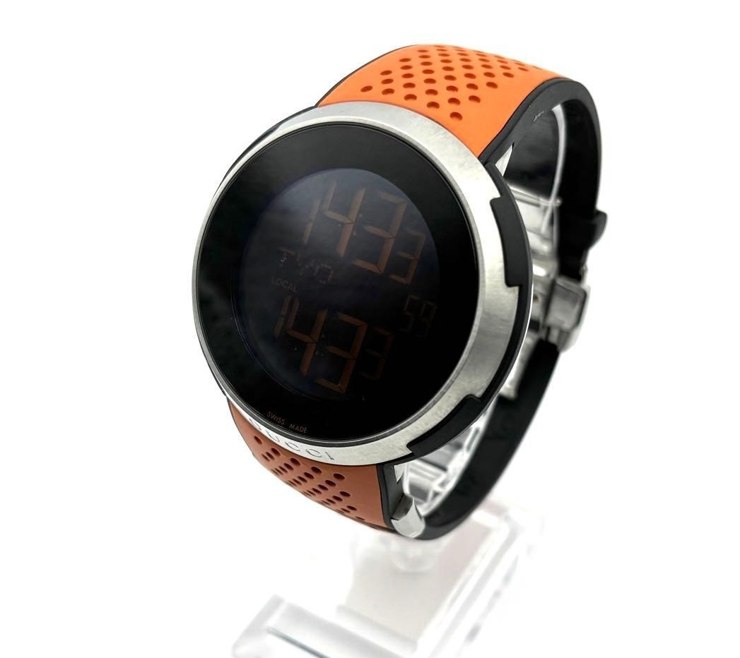Gucci I-Gucci 114.1 XXL Men’s Watch 50mm Digital Quartz Round Orange Strap Used