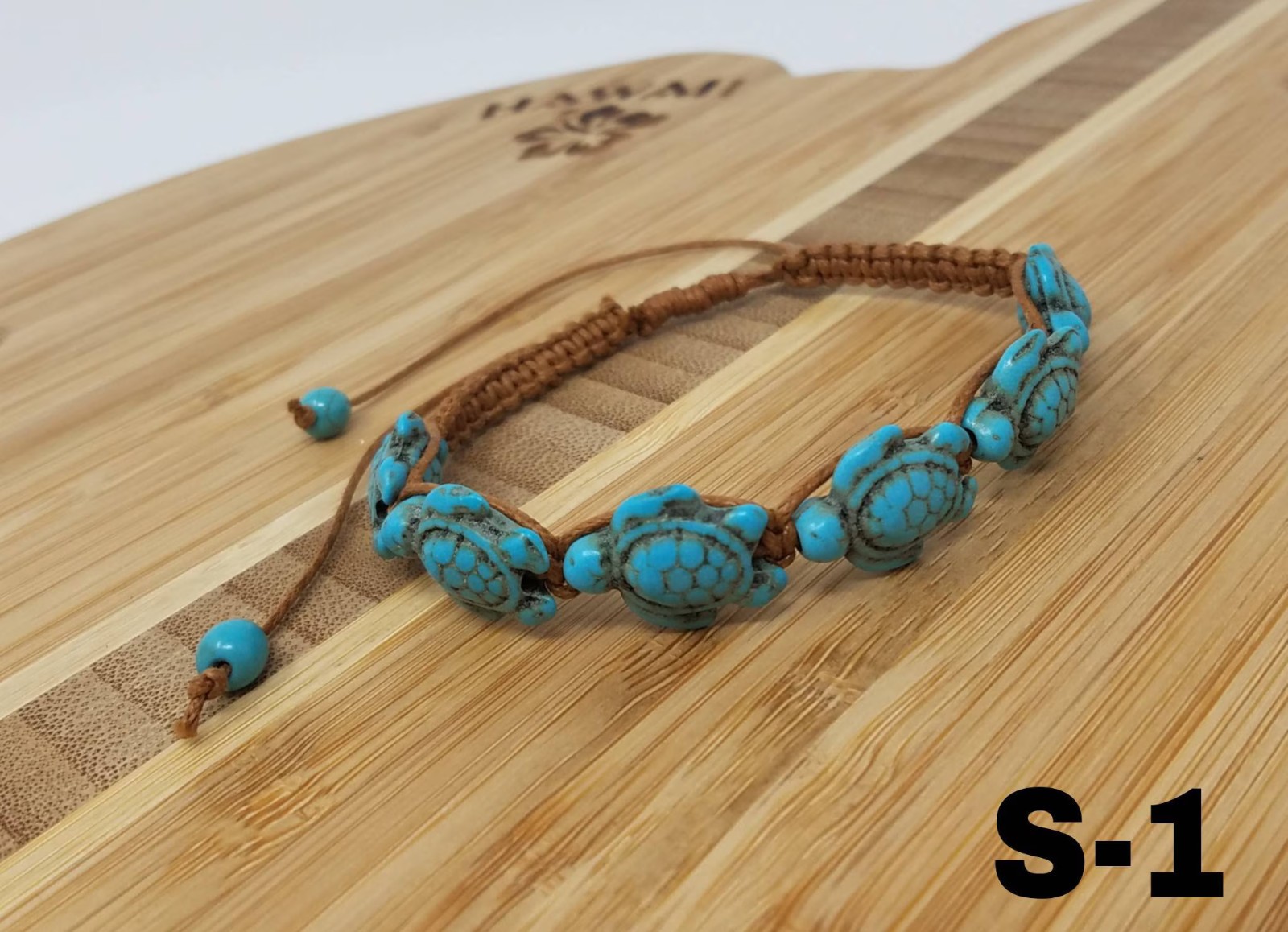 Turtle Bead Macrame Bracelet Adjustable Unisex Boho Beach Surfer Gift