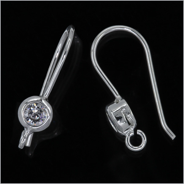 Sterling Silver French Hook Ear Wire Earrings with CZ #97169