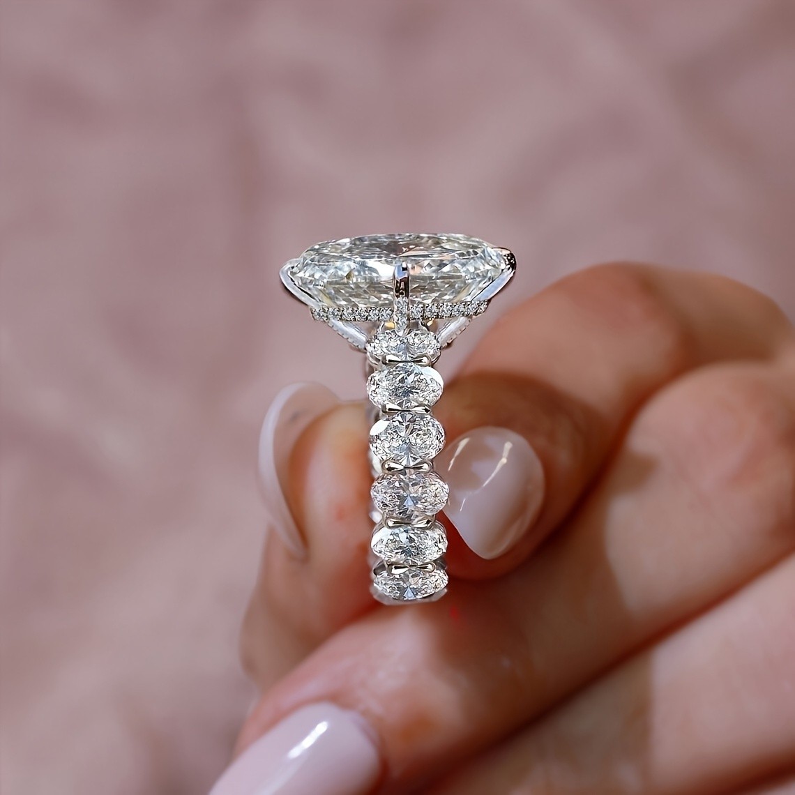 Oval Cut 3ct Moissanite Sterling Silver Ring Size 6 7 8 9
