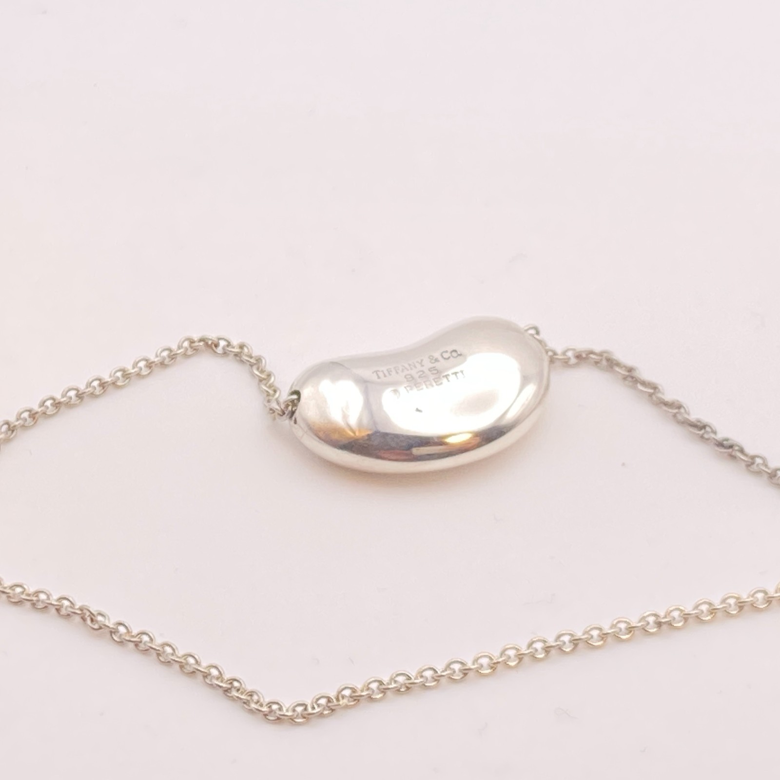 Tiffany & Co. 21mm Bean Pendant Necklace 16″ Silver 10.9g