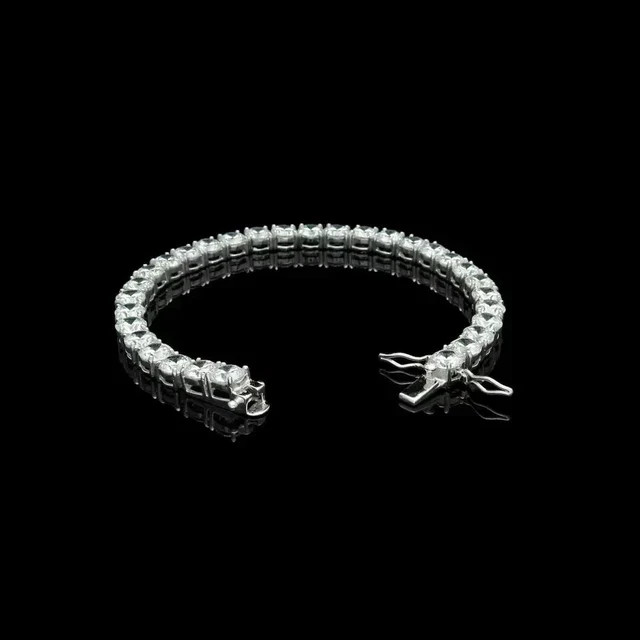 12TCW Round Cut Lab Created Diamond Men’s Tennis Bracelet 14K White Gold Plated