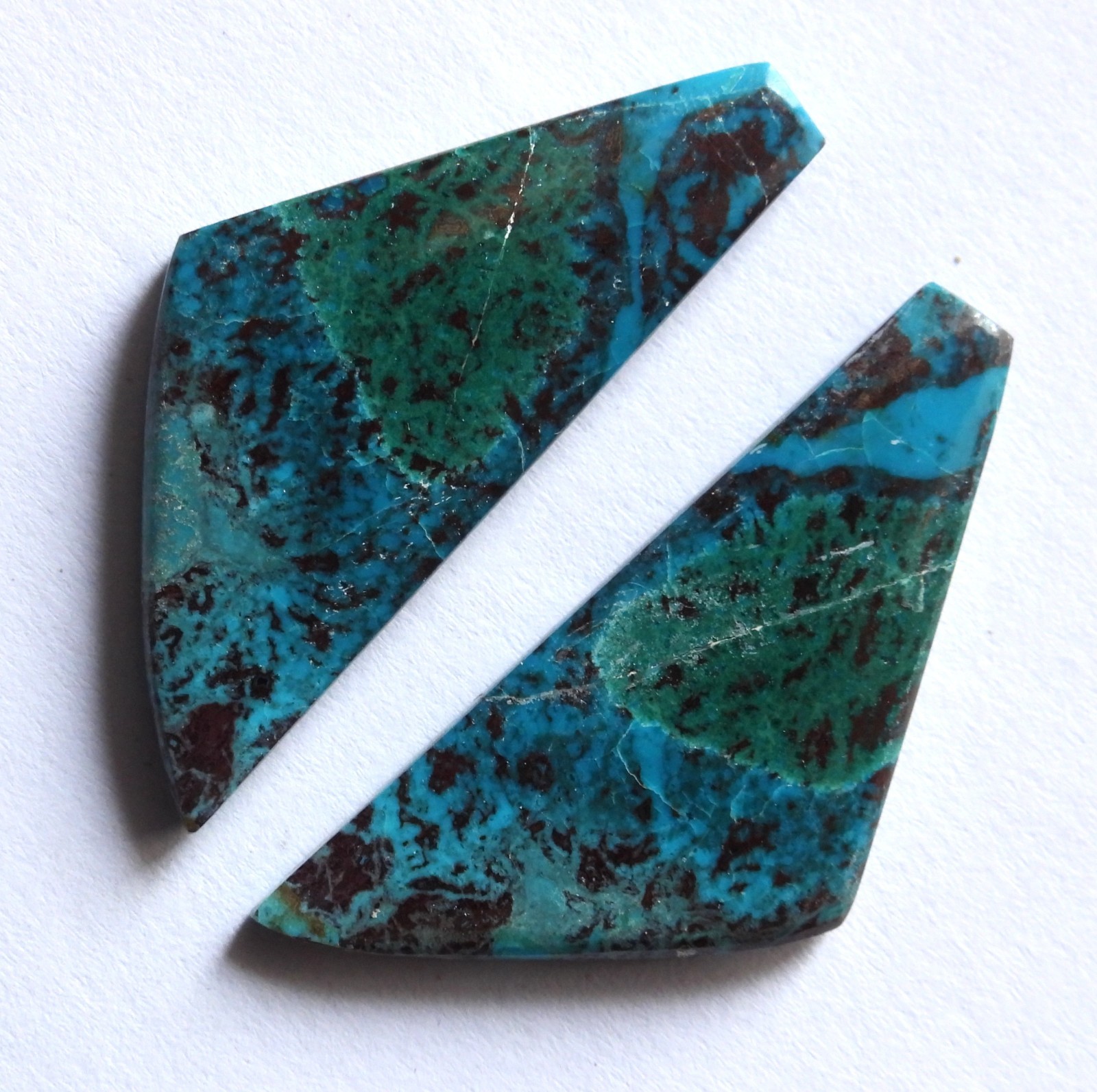 36.10 Cts Natural Chrysocolla (37.4mm X 16mm each) Cabochon Loose Match Pair