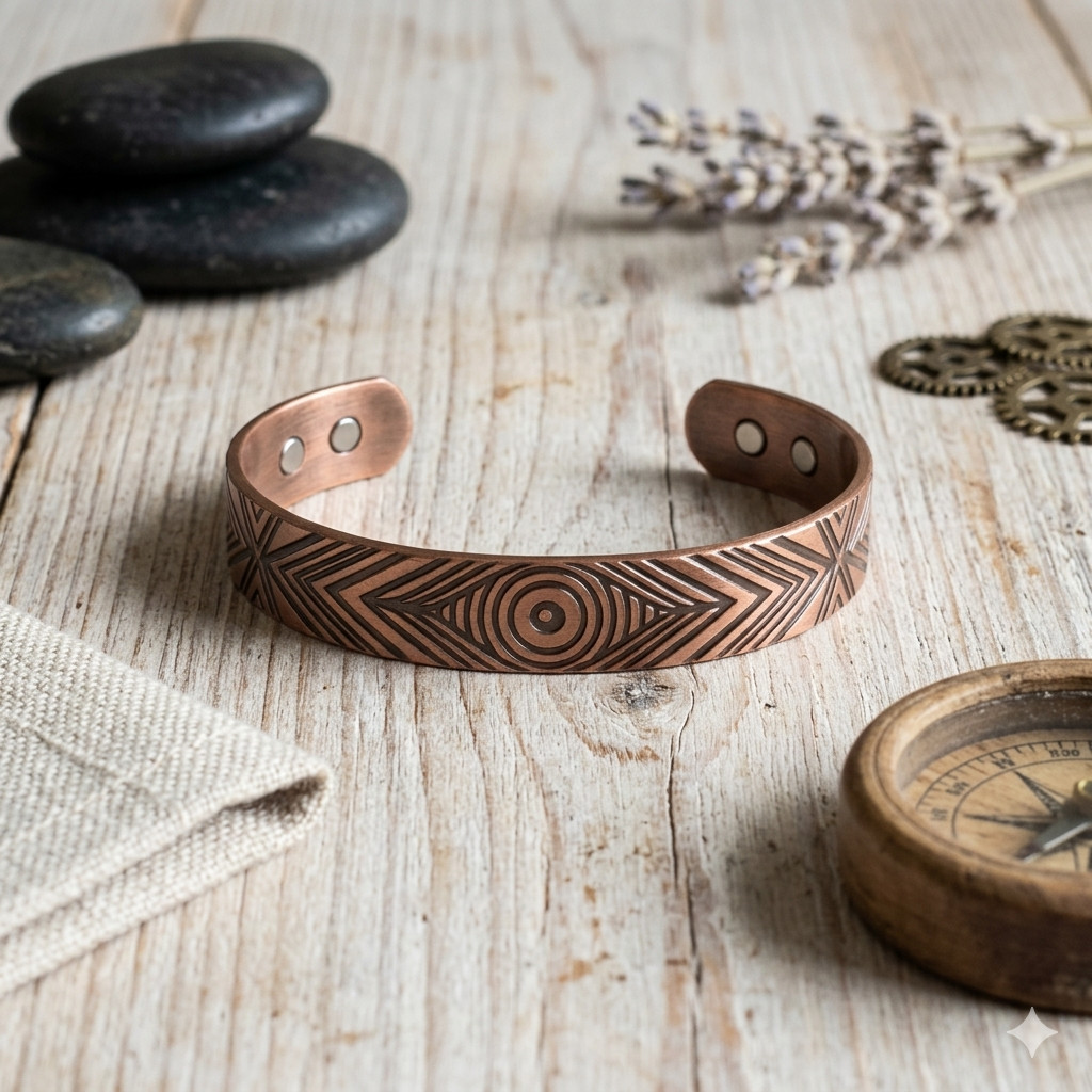 Artisan Pure Solid Copper Magnetic Bracelet Arthritis Therapy Cuff Eyes
