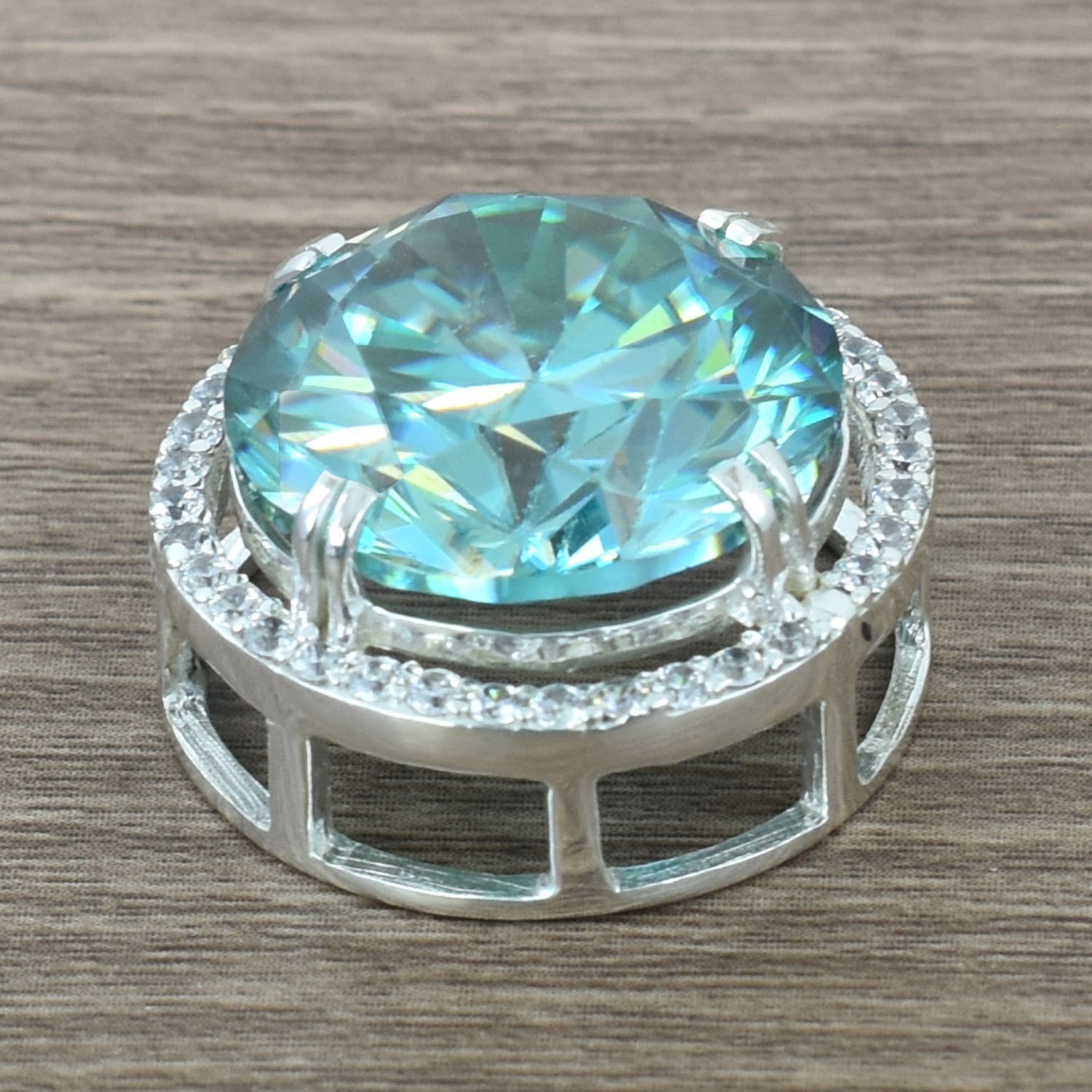 RARE 14.45 Ct Blue Diamond Solitaire Pendant, Amazing Shine, FREE Studs