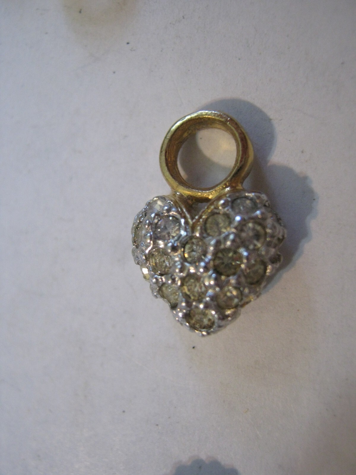 THREE Diff Yellow Gold Plated Charms w/ Rhinestones, Red Bow, White Heart & Star
