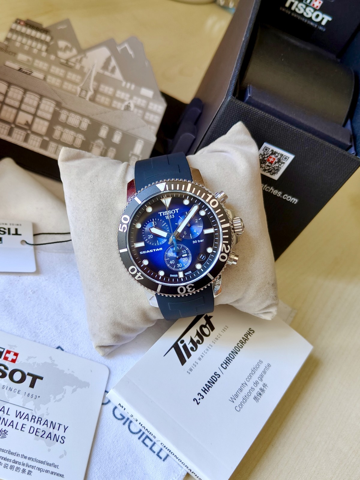 Tissot Seastar 1000 T-Sport Steel Men’s Chronograph Blue Black Dial Diver 300m