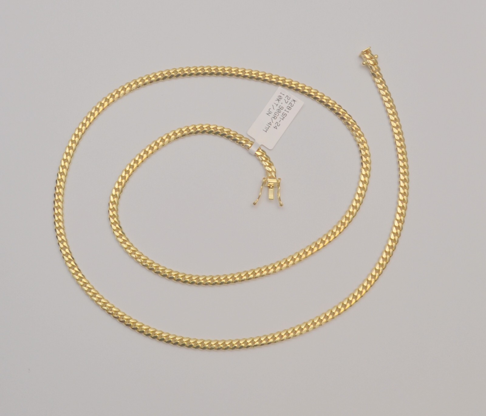 10K Solid Yellow Gold Miami Cuban Chain Link Necklace 24 In 27.9 gr 3.9 mm