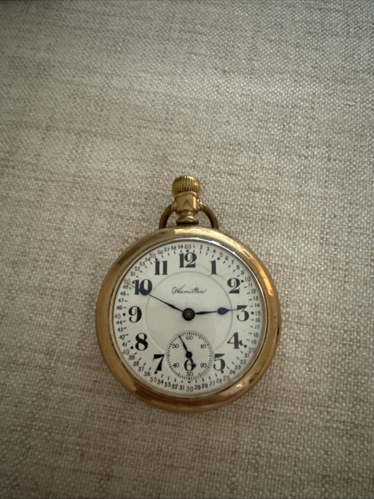 Vintage Hamilton Pocket Watch Gold Filled Open Face Railroad Style Manual Wind