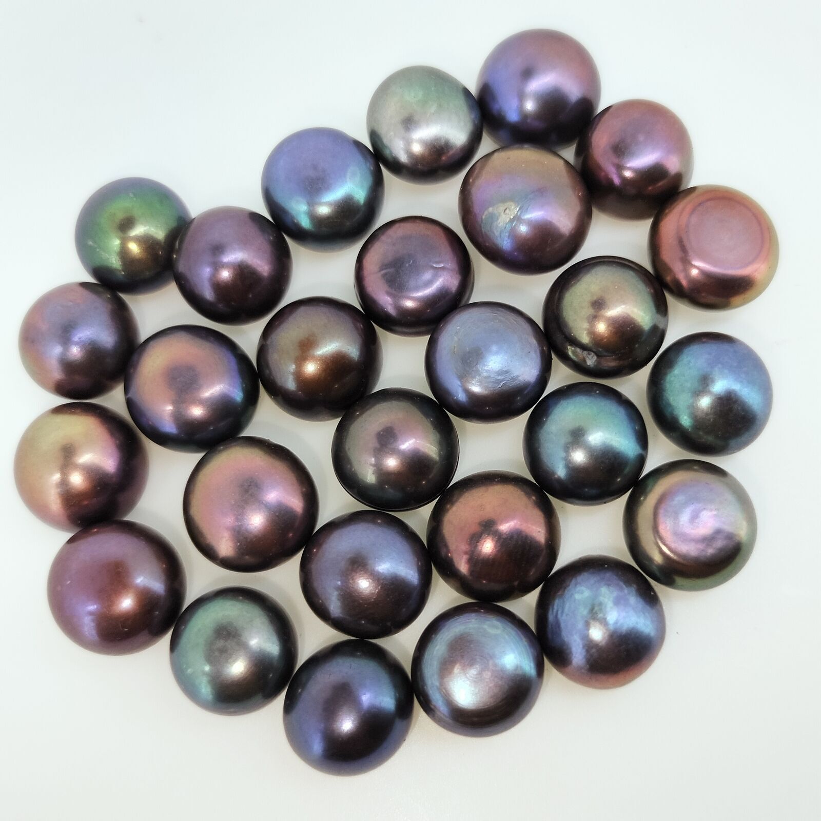 Natural Tahitian Pearl 50.50 Cts Round Flat Back Certified Gemstone Lot