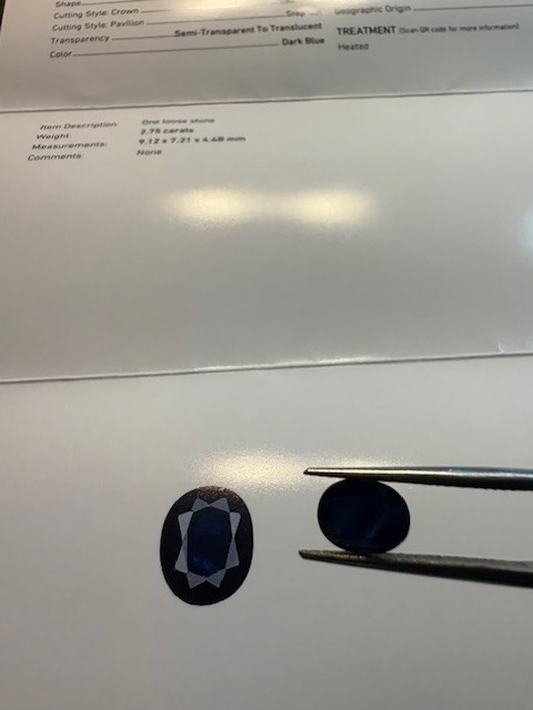 GIA Certified Sapphire 2.75ct Oval Dark Blue, Excellent Cut, Exceptional Value