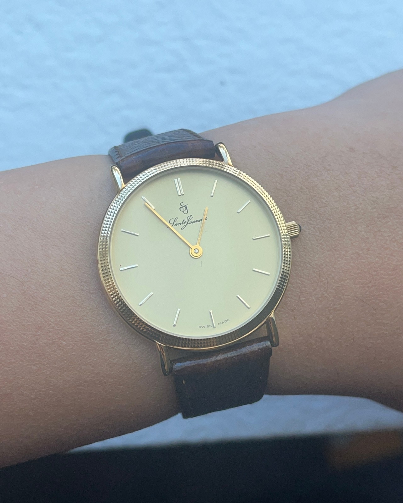 Santo Joannes ETA 7001 Hobnail Manual Hand Wind Gold Plated Dress Watch 35mm