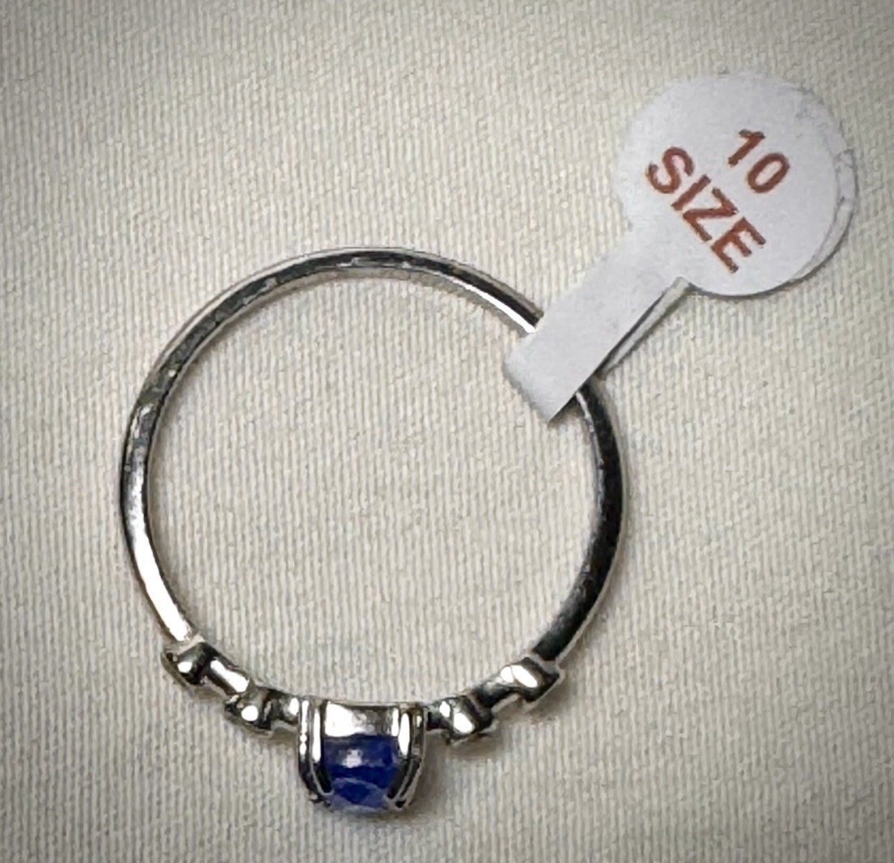 Bomb Party Blue Oval Stone Ring Silver Tone Clear Accent Size 10 Fashion Ring
