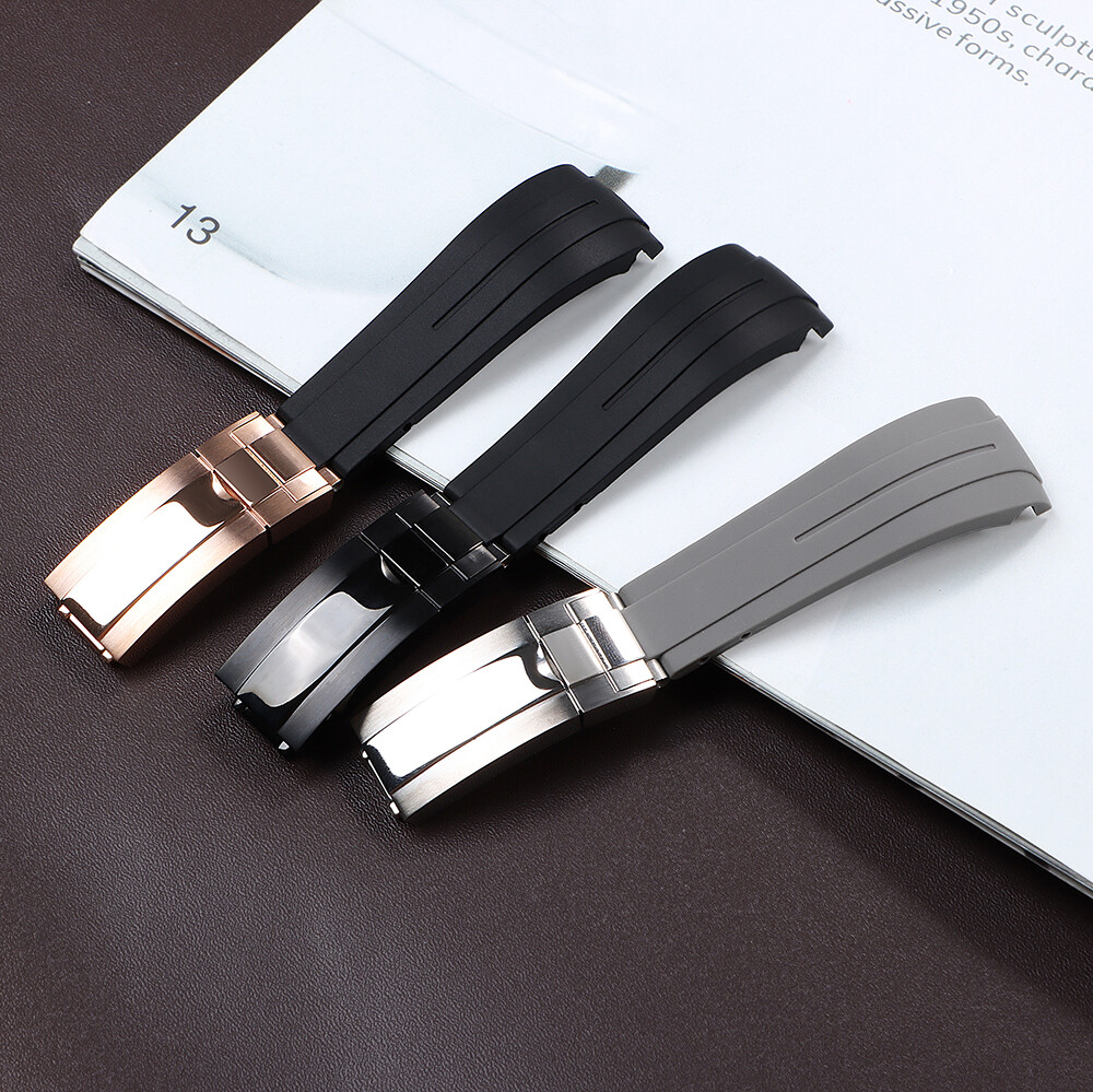 New 20mm 21mm 22mm Silicone Rubber Watch Band Replacement Strap Butterfly Buckle