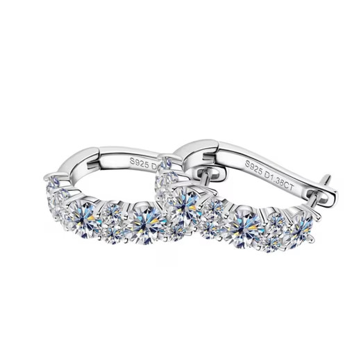 Hoop Earrings Women 925 Silver 18K White Gold Moissanite Luxury Jewelry
