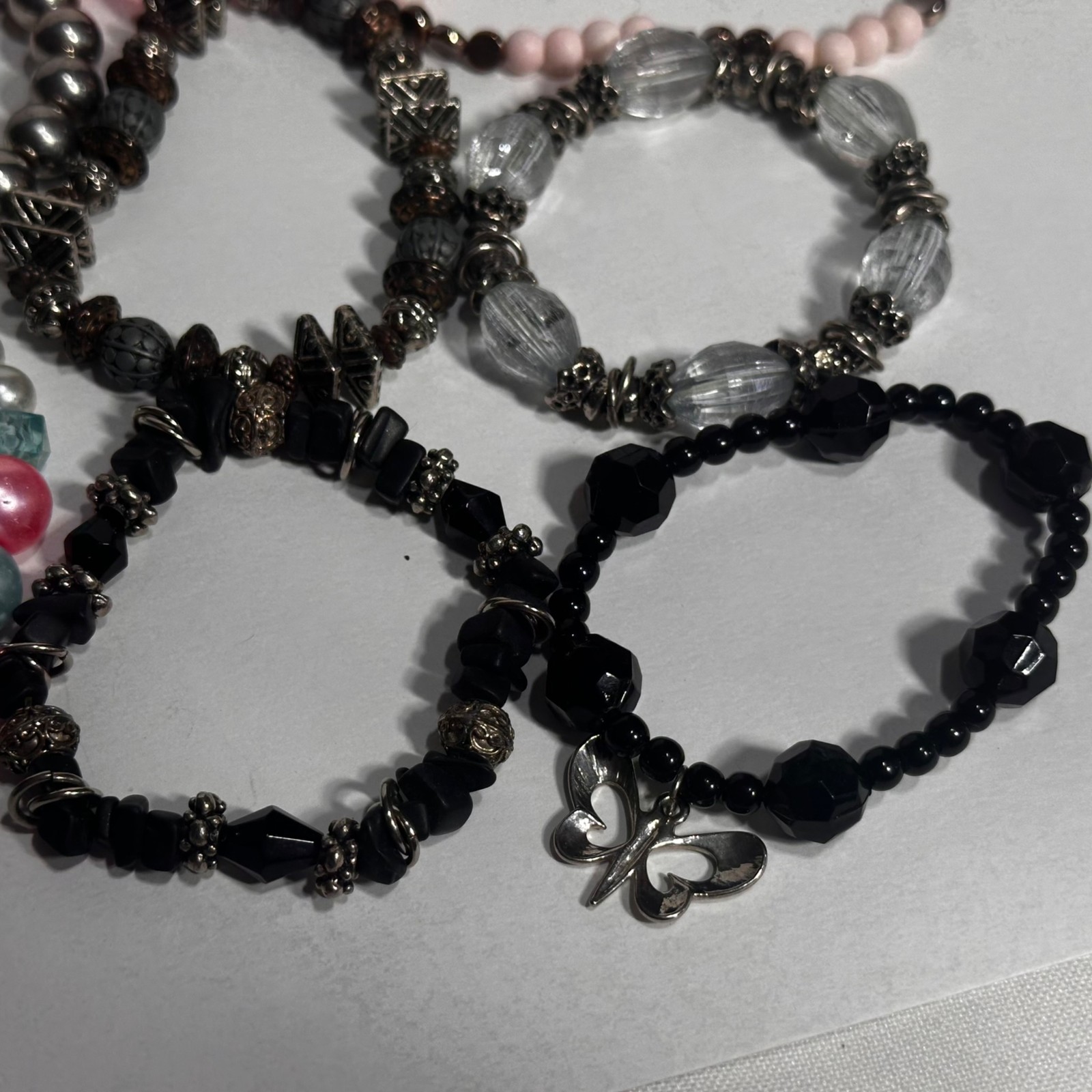 Beaded Stretch Bracelet Lot Colorful Perfect for All Ages 15 pc