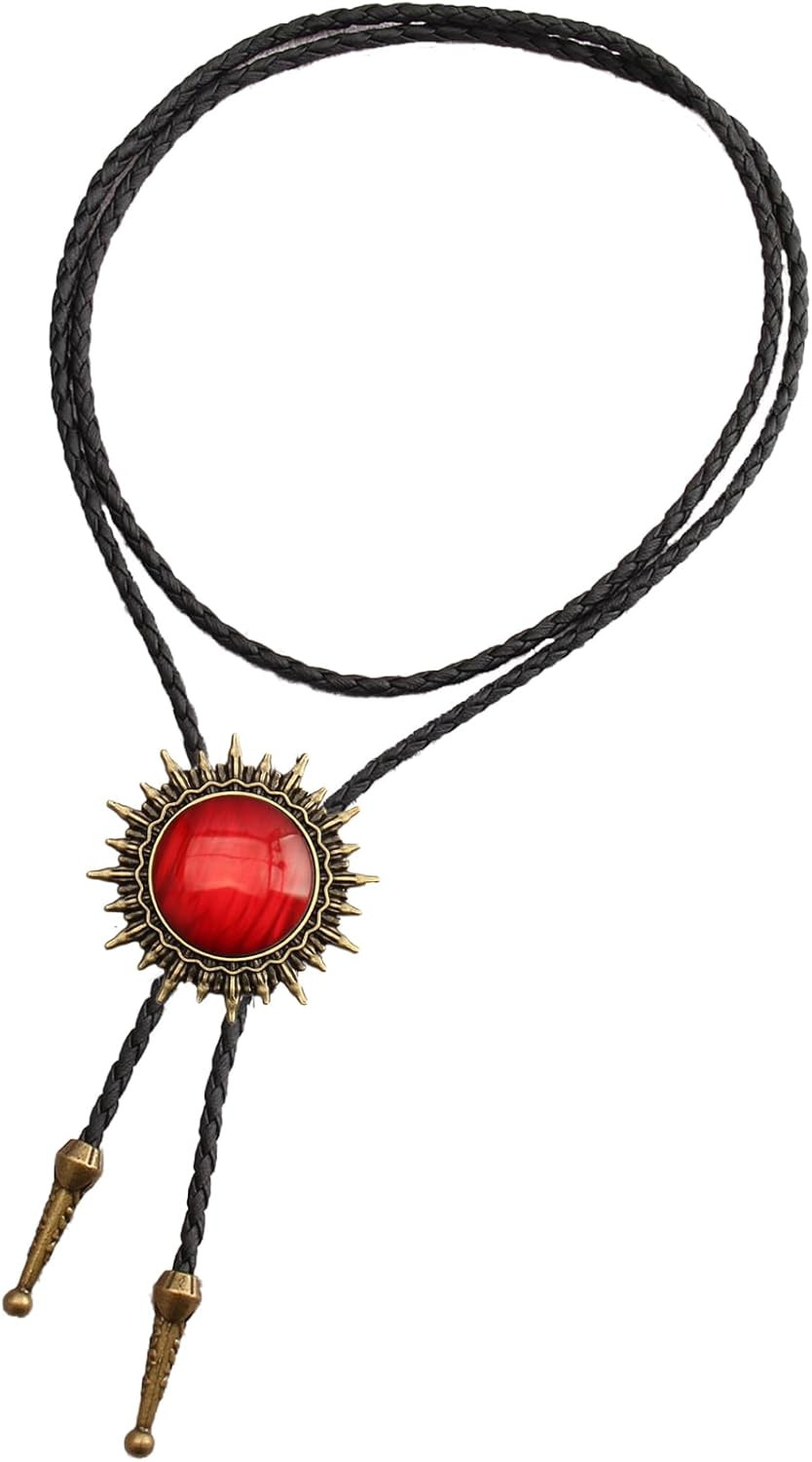 Bolo Tie for Men Western Cowboy Leather Necktie Rope Cord Pendant Necklace Braid