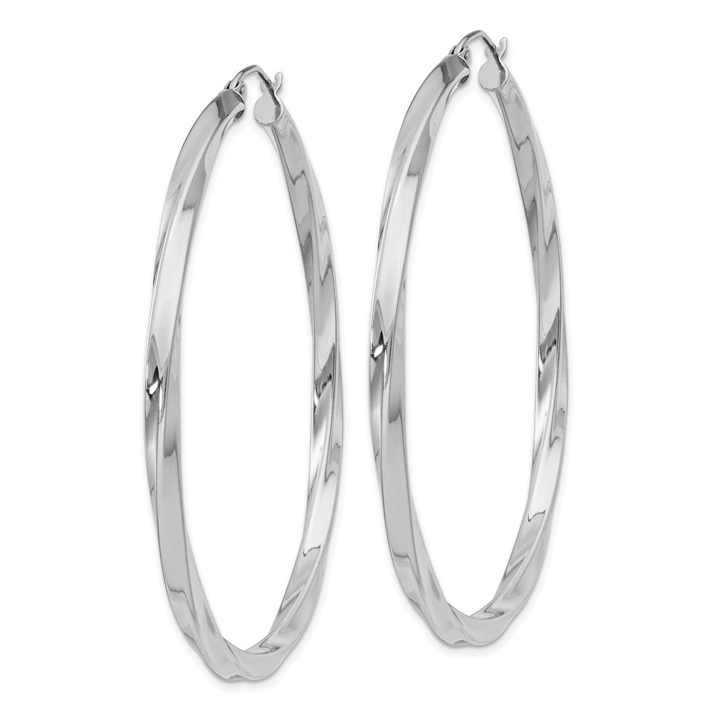 3mm, Sterling Silver, Twisted Round Hoop Earrings, 55mm Dia.(2 1/8 In)