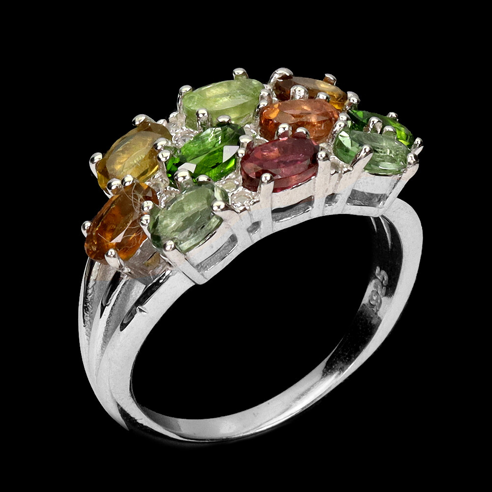 Valentine 925 Silver Ring Oval Tourmaline Topaz Natural Gemstone jewelry Size 7