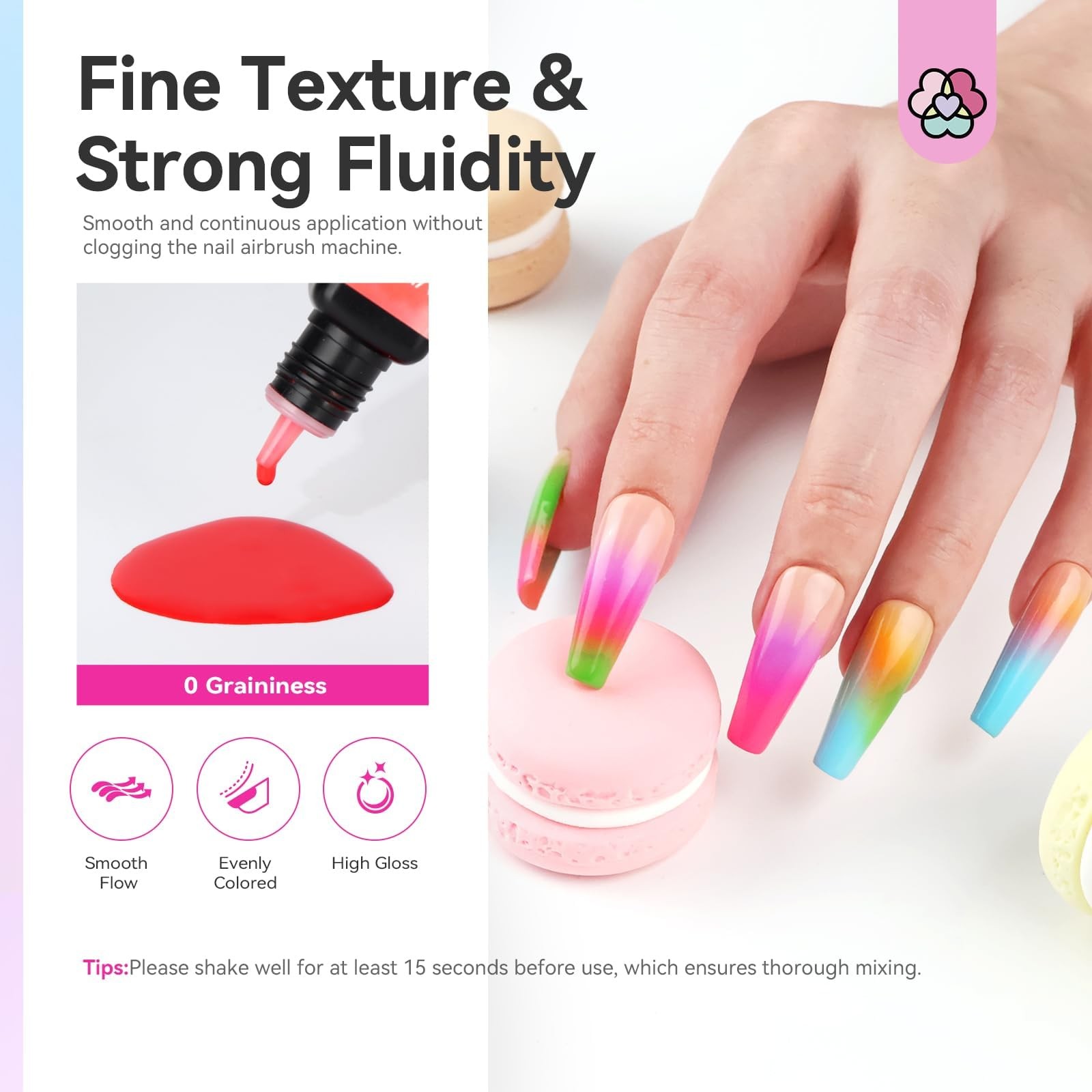 SAVILAND Airbrush Gel Nail Polish 12 Vitality Colors Non-Acetone Nail Art Set Fi