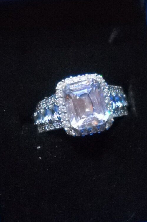 BELLA LUCE 7.83 CTW White Diamond Simulant RHODIUM OVER STERLING SILVER Ring