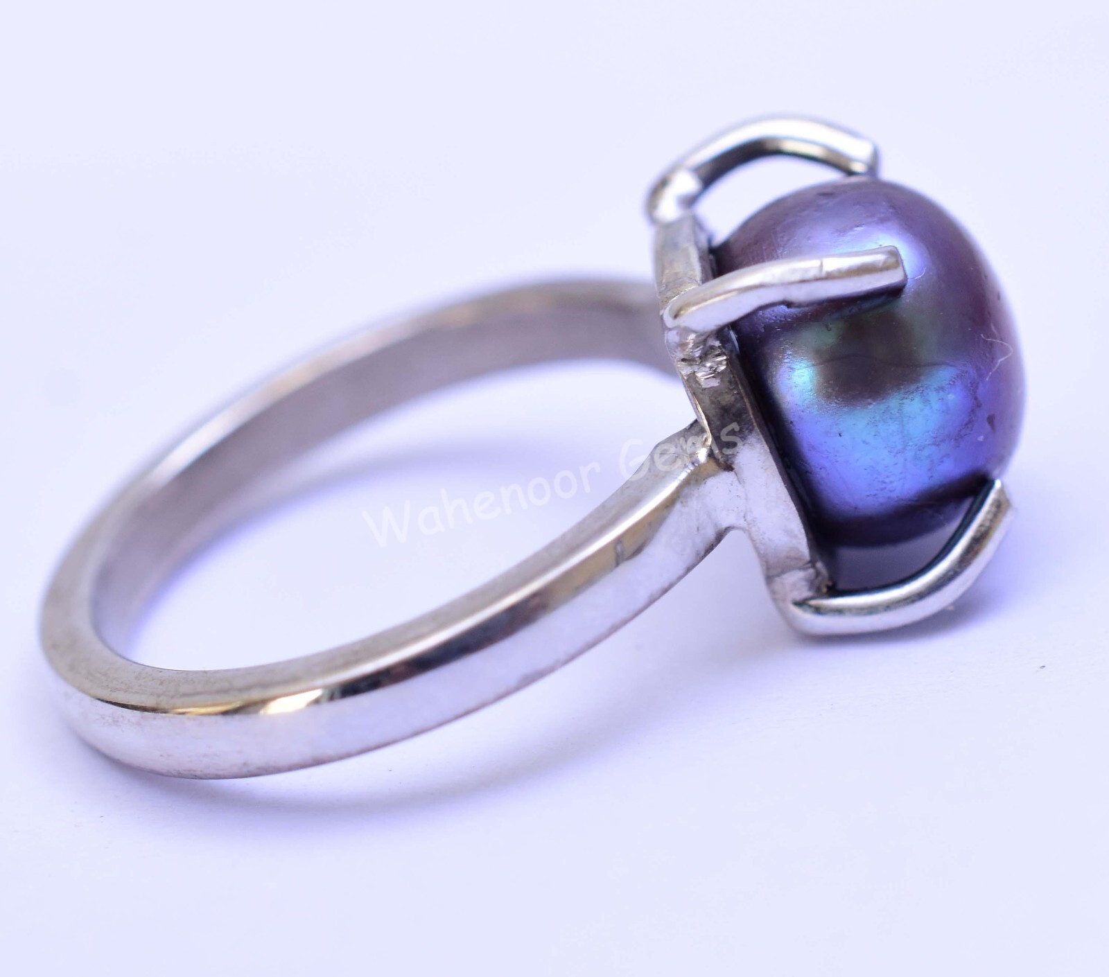 Natural Tahitian Gray Blue South Pearl 925Sterling Silver Ring Wedding Certified