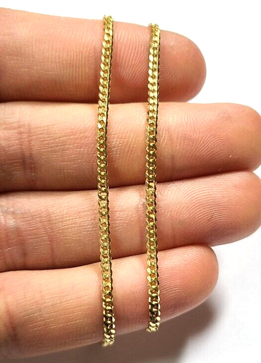 RCI 14k Yellow Gold Thin Cuban Link Necklace 2mm 18 Inches 6.2 Grams