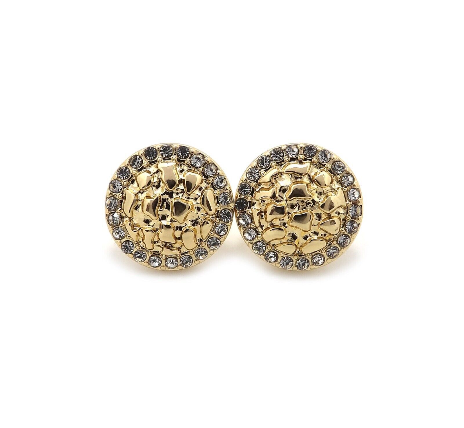 Magnetic Earrings Cookie Nugget Hip Hop Iced Gold plated Cubic Zirconia Earrings