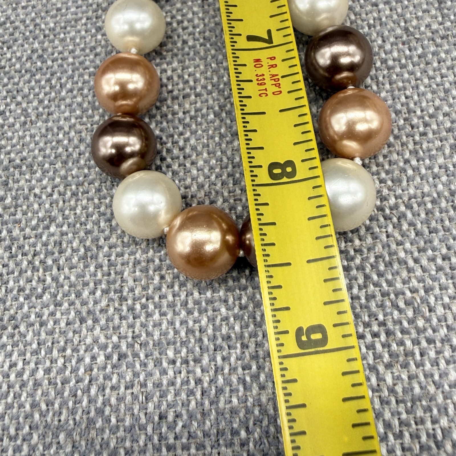 Vintage Necklace Glass Beads Cream Champagne Brown 16 Inches
