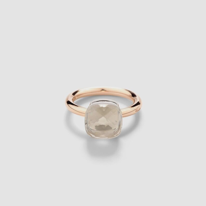 925 Silver White Topaz Ring , Elegant Wedding Jewelry ,Nudo Goald Plated