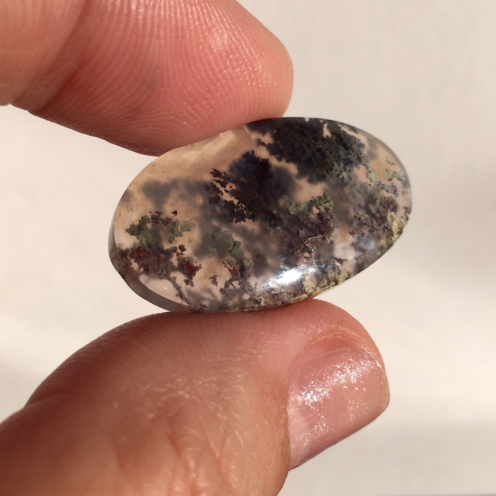 28.5x16x4.9mm Fine Garden Moss Agate Oval Cabochon Loose Picture Stone