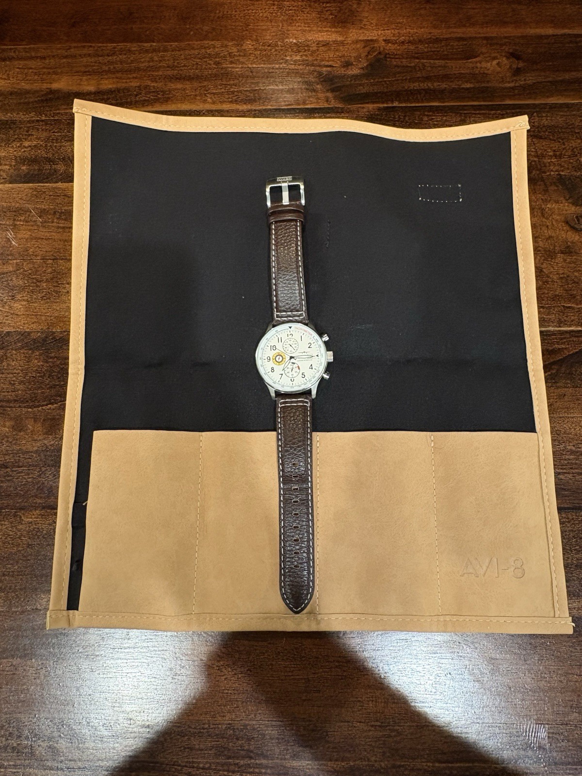 AVI-8 Hawker Hurricane Classic Chronograph Brown Leather Watch AV-4011
