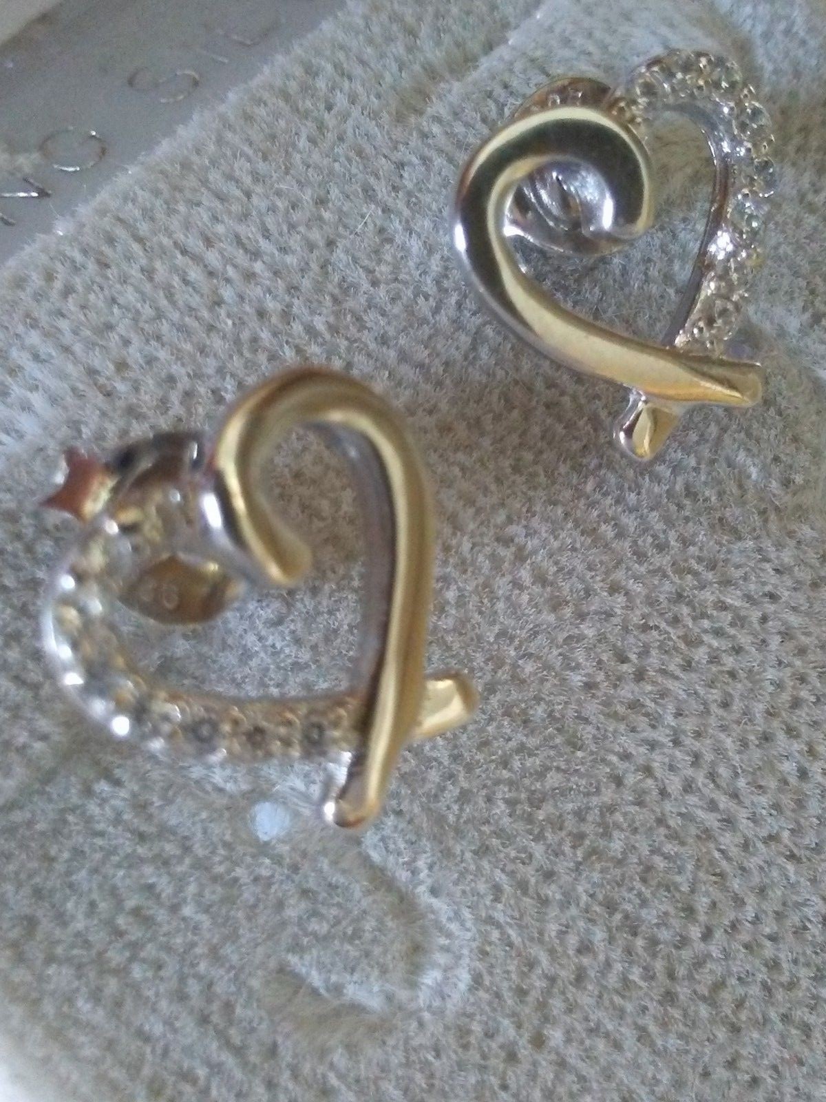 .925 STERLING SILVER Heart Earrings Micro paved cubic zirconia CZ new item