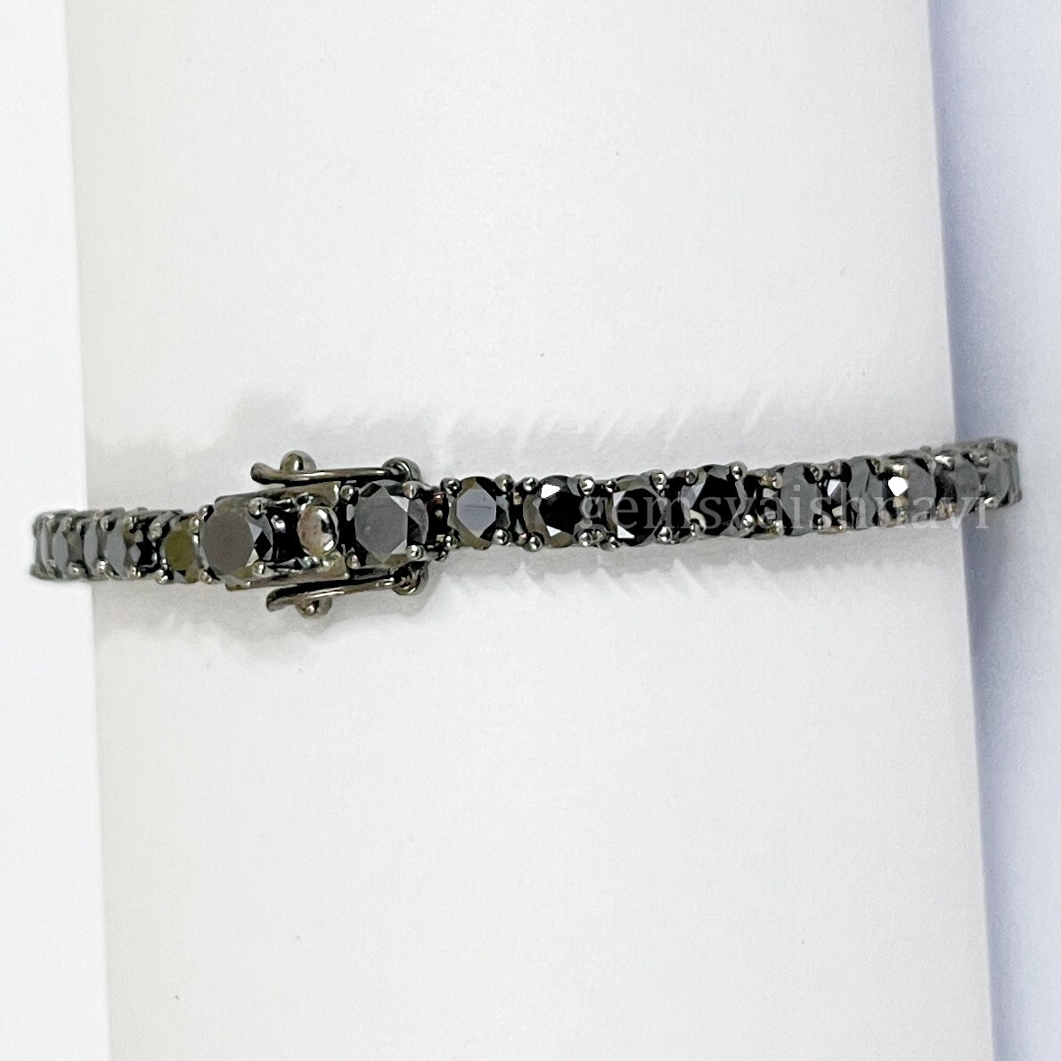 Unisex Black Diamond Tennis Bracelet In 925 Sterling Silver Black Gold Finish !