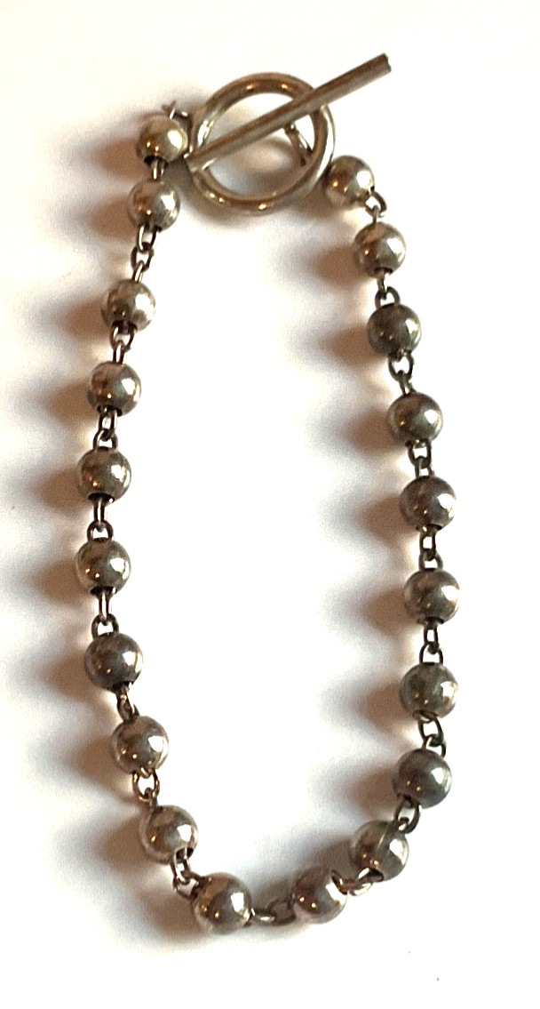 Vintage Italy Sterling Silver 925 Ball Bead Toggle Bracelet – 8.19 grams