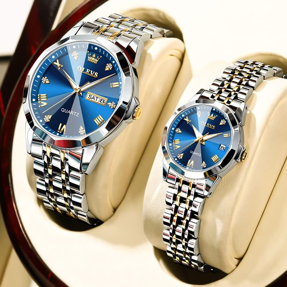OLEVS Valentines Couple Pair Watches for Men and Women Lovers Romantic Wedding G