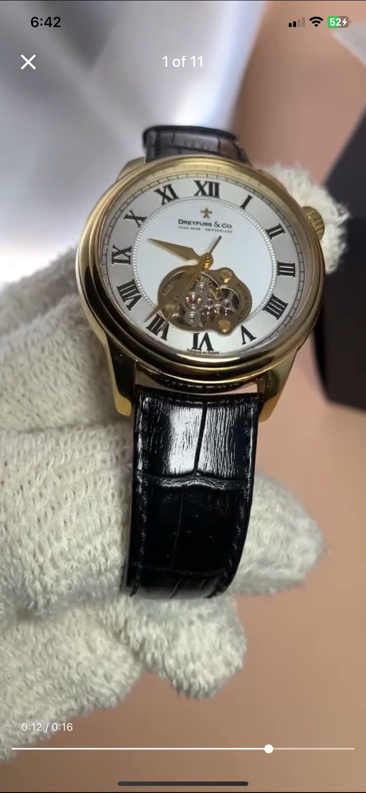 Dreyfuss&Co Seafarer Hand Made Gold Plated Automatic Skeleton Swiss MSRP$1950