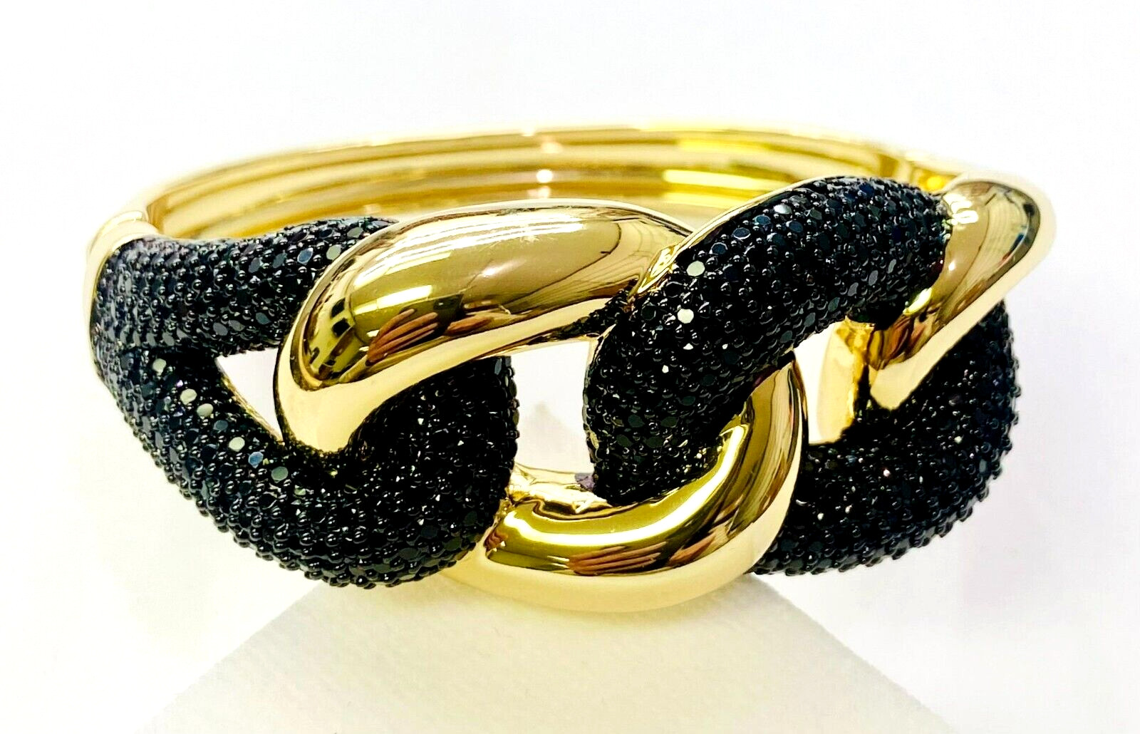 HSN Bellezza Jewelry Collection Bronze Black Spinel Interlock Bangle Bracelet