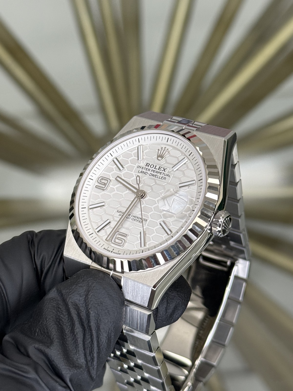 2026 Rolex Land-Dweller 40 White Honeycomb Dial on Flat Jubilee 127334 Card