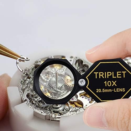 10x Magnifier Jewelry Loupe 20.5mm Triplet Lens Optical Glass Pocket Gem Magn…