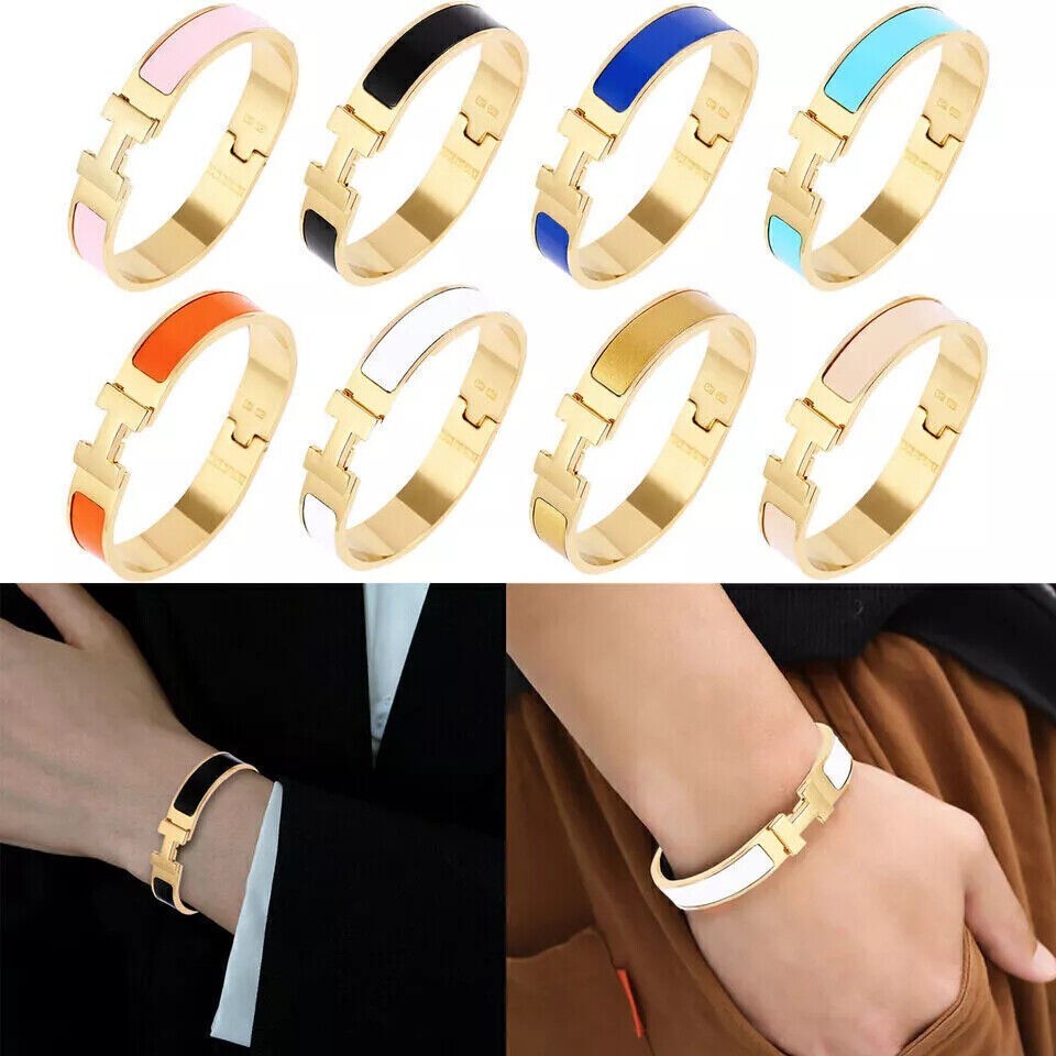 RARE NEW High Quality Classic Luxury Stainless Steel H-buckle Bracelet Size 17cm