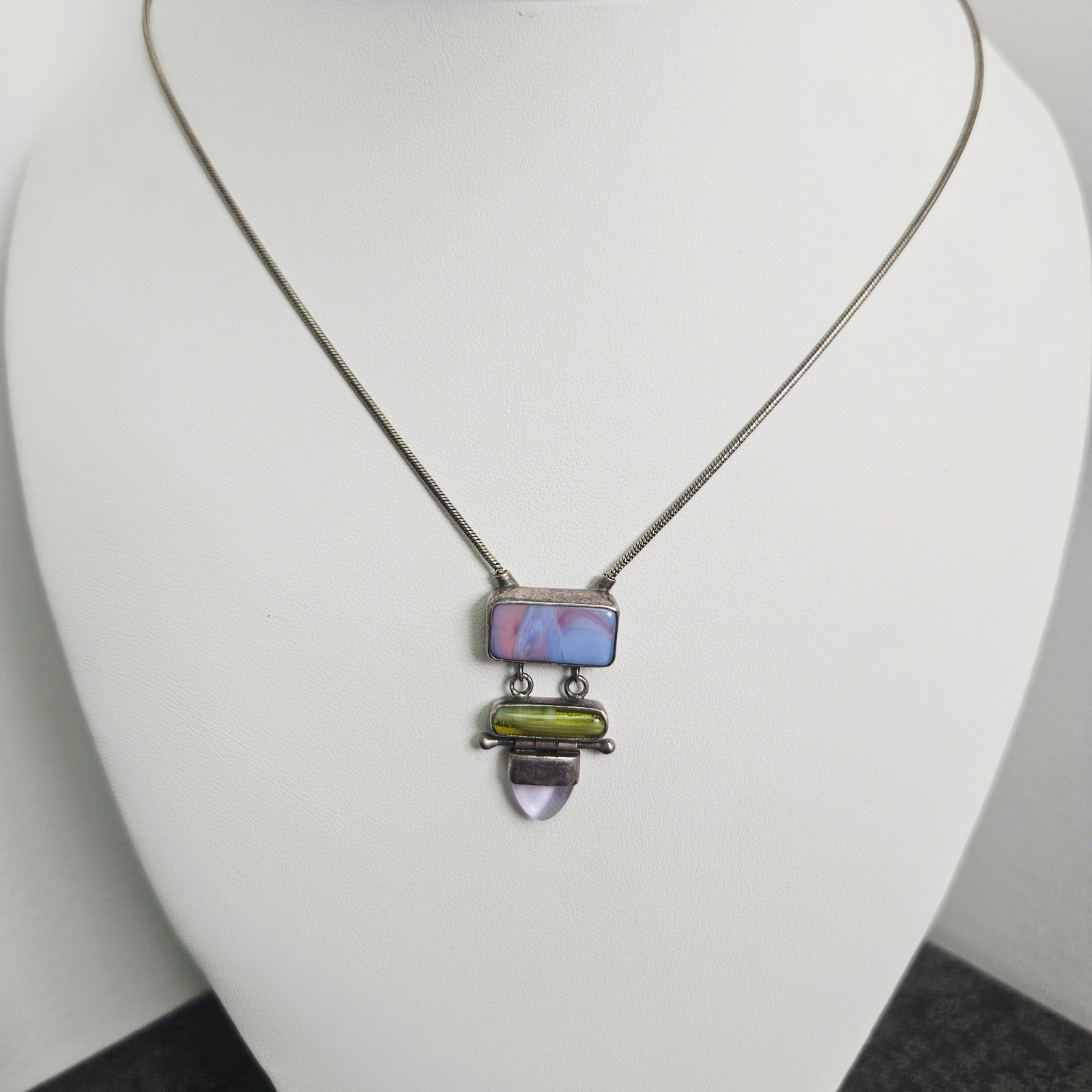 Vintage JLR Mexico Sterling Silver Dangle Pendant Necklace Juvento Reyes Signed